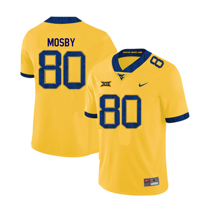 Men #80 Quamaezius Mosby West Virginia Mountaineers College Football Jerseys Sale-Yellow